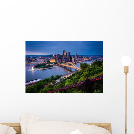 Evening Pittsburgh from Top Wall Decal