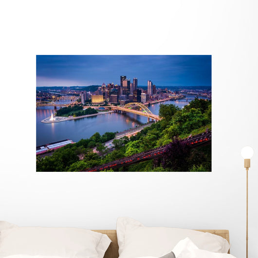 Evening Pittsburgh from Top Wall Decal