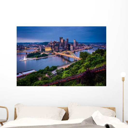 Evening Pittsburgh from Top Wall Decal