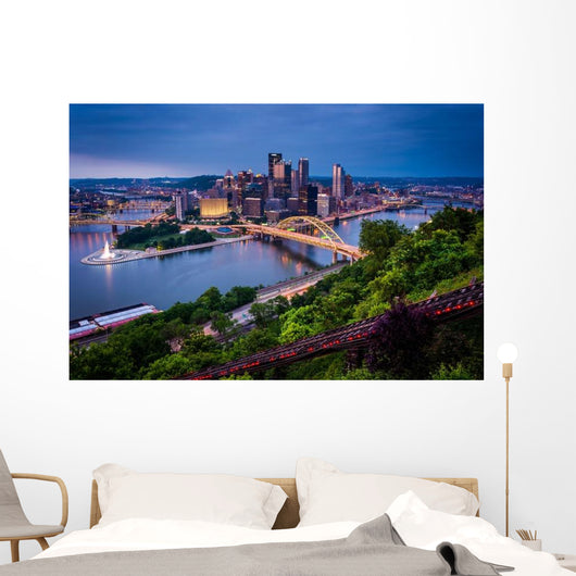 Evening Pittsburgh from Top Wall Decal