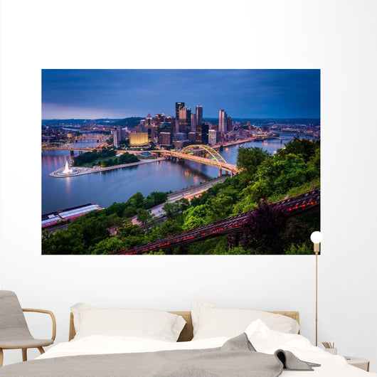 Evening Pittsburgh from Top Wall Decal