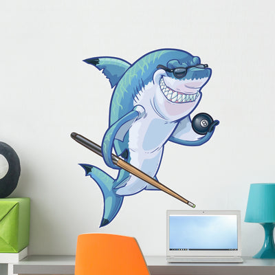 Pool Shark Wall Decal shown on a wall