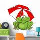 Cartoon Umbrella Frog Wall Decal