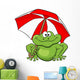 Cartoon Umbrella Frog Wall Decal