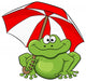 Cartoon Umbrella Frog Wall Decal