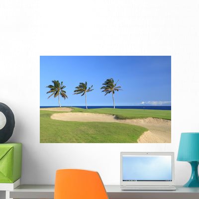Hawaii Golf Course Kona Wall Decal shown on a wall