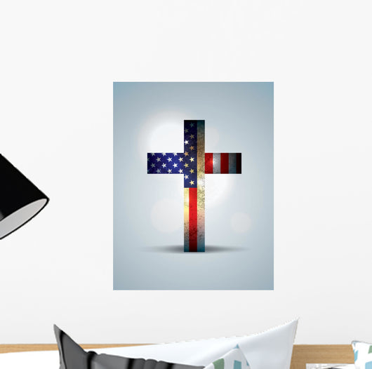 Christian Cross and American Wall Decal