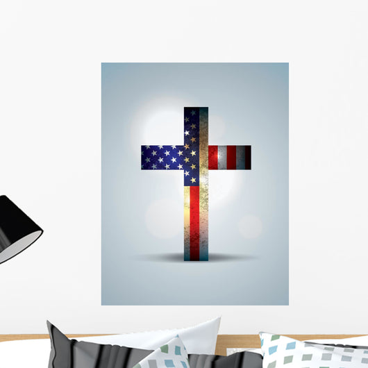 Christian Cross and American Wall Decal