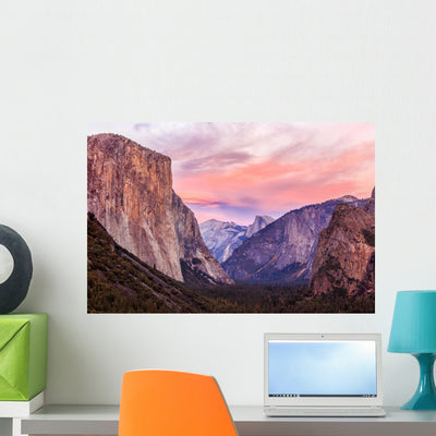 Yosemite National Park Wall Decal shown on a wall