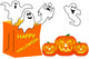 Happy Halloween Ghosts and Wall Decal Sticker Set