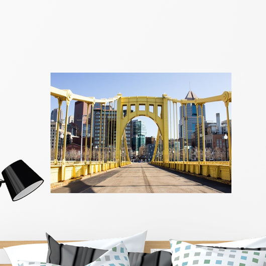 Yellow Bridge to Town Wall Decal