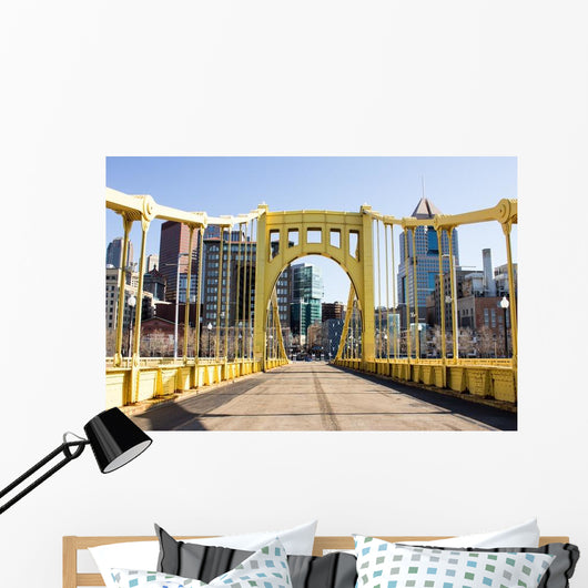 Yellow Bridge to Town Wall Decal