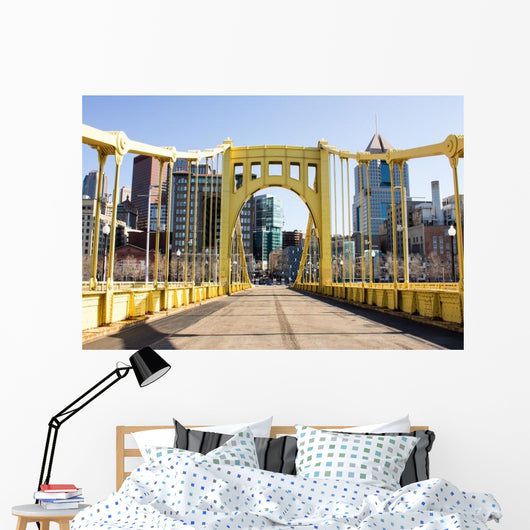 Yellow Bridge to Town Wall Decal