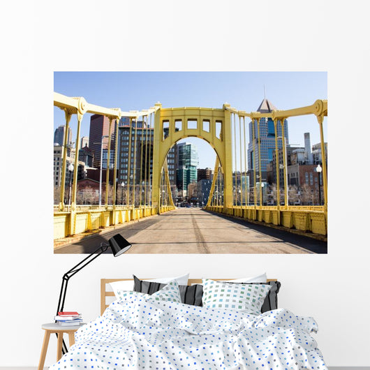 Yellow Bridge to Town Wall Decal