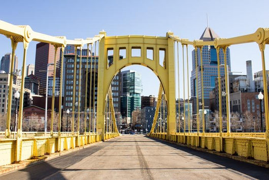 Yellow Bridge to Town Wall Decal