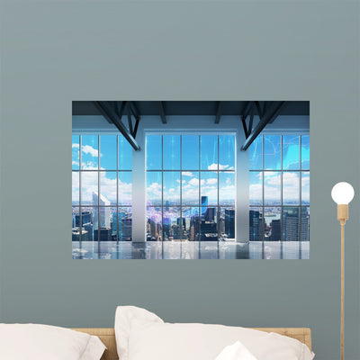 Contemporary Office with New Wall Decal shown on a wall