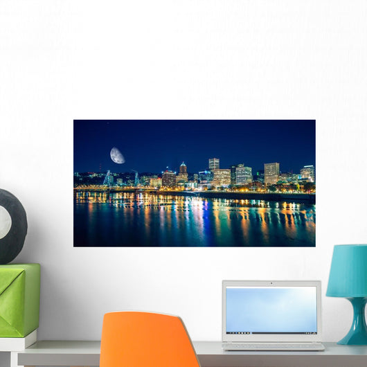Portland Riverfront Night Wall Decal