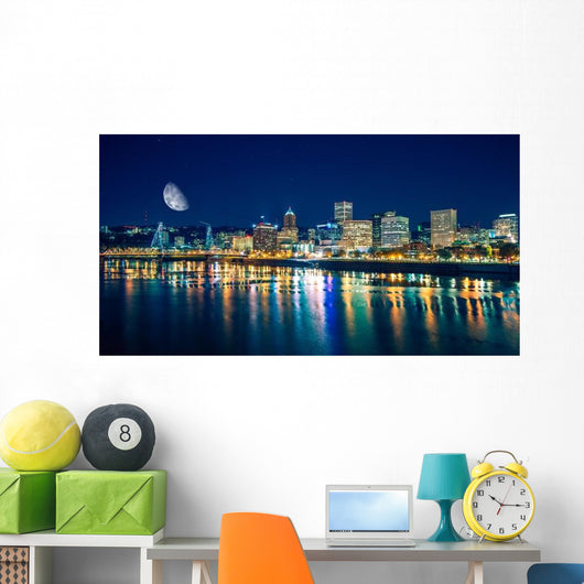 Portland Riverfront Night Wall Decal