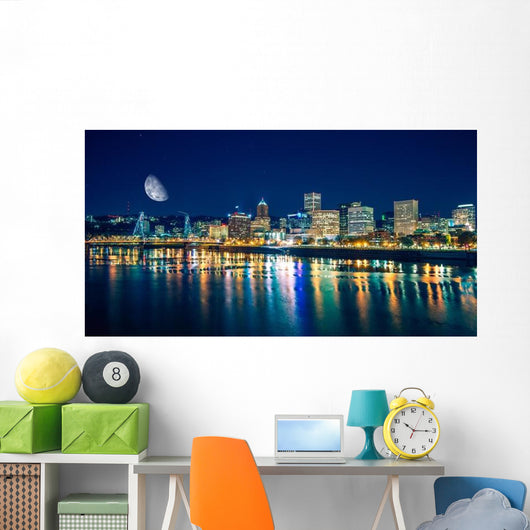 Portland Riverfront Night Wall Decal