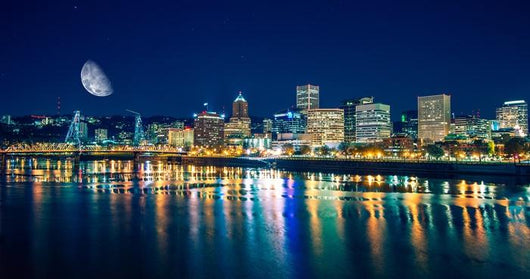 Portland Riverfront Night Wall Decal