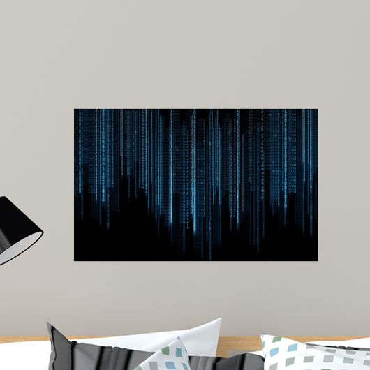 Black Blue Binary Code Wall Decal