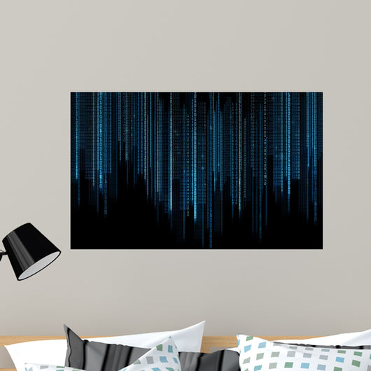 Black Blue Binary Code Wall Decal