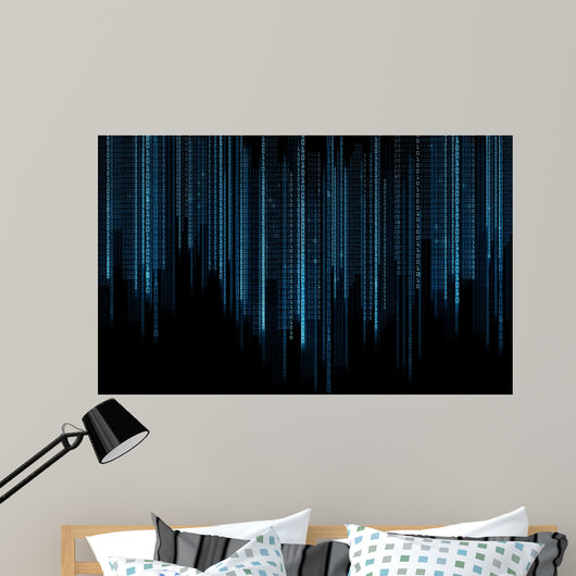 Black Blue Binary Code Wall Decal