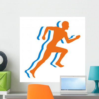 Men Jogging Wall Decal shown on a wall