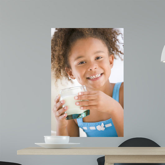 Young Girl Indoors Drinking Wall Decal
