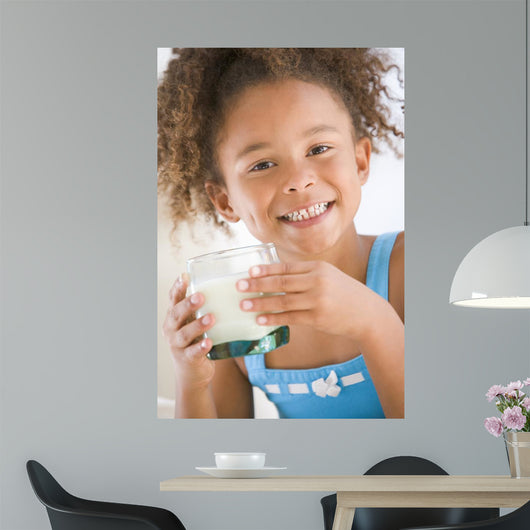 Young Girl Indoors Drinking Wall Decal