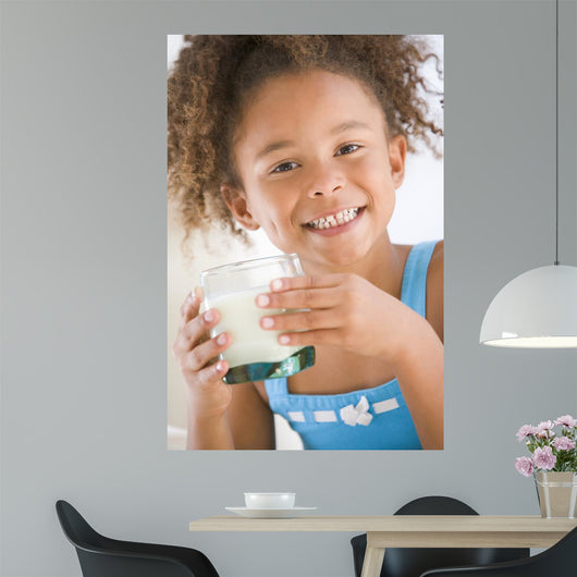Young Girl Indoors Drinking Wall Decal