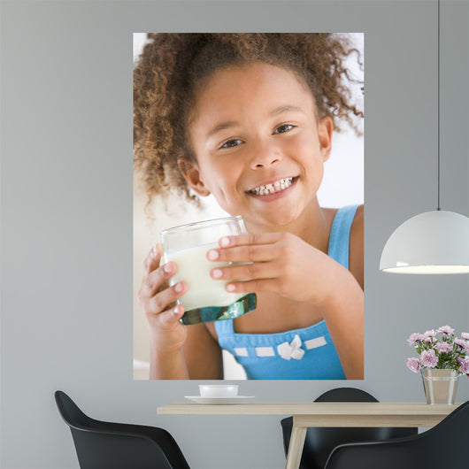Young Girl Indoors Drinking Wall Decal