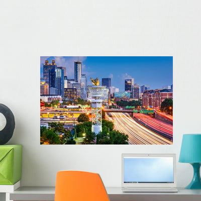 Atlanta Georgia Cityscape Wall Decal shown on a wall