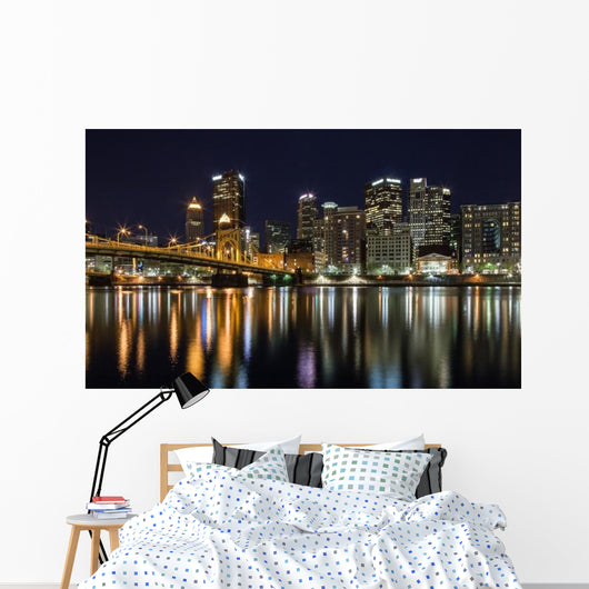 Pittsburgh Pennsylvania Skyline Night Wall Decal
