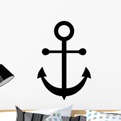 Marine Anchor Silhouette Wall Decal shown on a wall