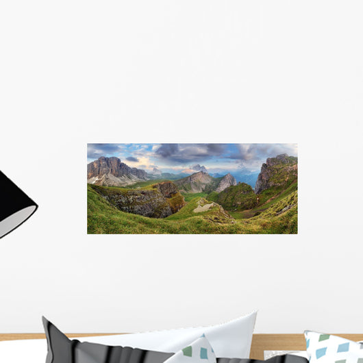 Dolomites Mountain Panorama Spring Wall Decal Panoramic Wall Decal