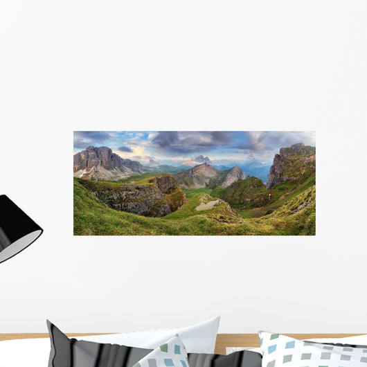 Dolomites Mountain Panorama Spring Wall Decal Panoramic Wall Decal
