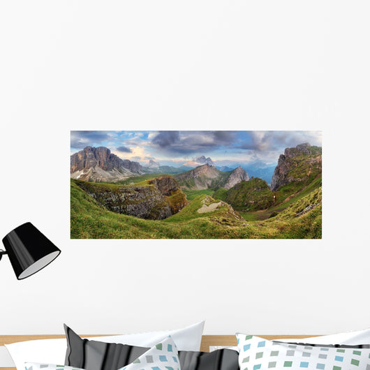 Dolomites Mountain Panorama Spring Wall Decal Panoramic Wall Decal