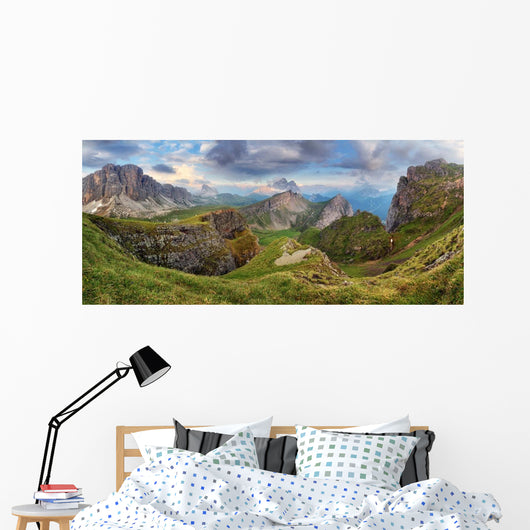 Dolomites Mountain Panorama Spring Wall Decal Panoramic Wall Decal
