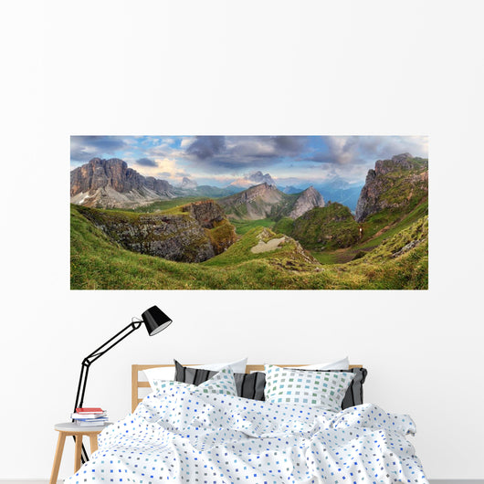 Dolomites Mountain Panorama Spring Wall Decal Panoramic Wall Decal