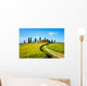 Tuscany, farmland, cypress trees and white road on sunset. Siena Wall Mural
