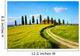 Tuscany, farmland, cypress trees and white road on sunset. Siena Wall Mural