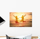 Young Happy Couple Jumping Wall Decal