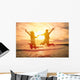 Young Happy Couple Jumping Wall Decal