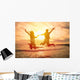 Young Happy Couple Jumping Wall Decal