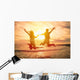 Young Happy Couple Jumping Wall Decal