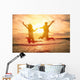 Young Happy Couple Jumping Wall Decal