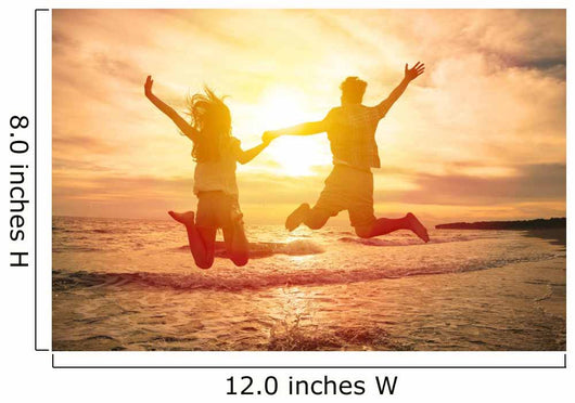 Young Happy Couple Jumping Wall Decal