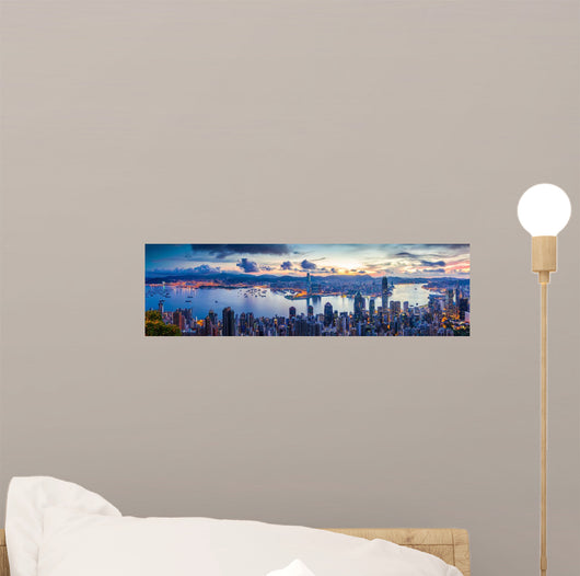 City and Harbor Dawn Wall Decal