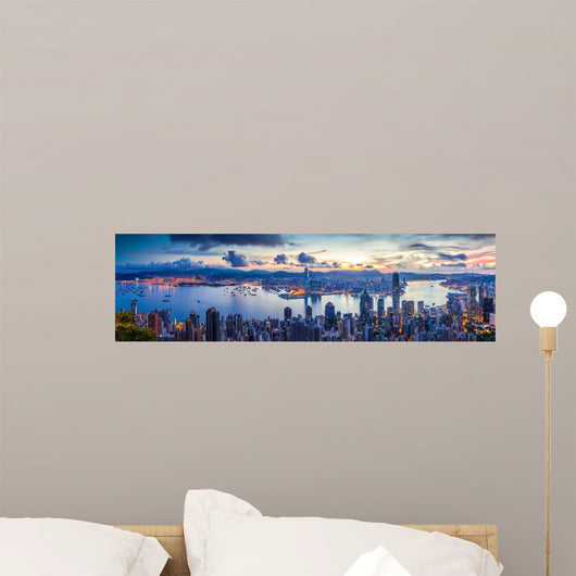 City and Harbor Dawn Wall Decal